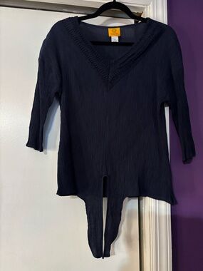 Ruby Rd. Navy Textured V-Neck Tunic